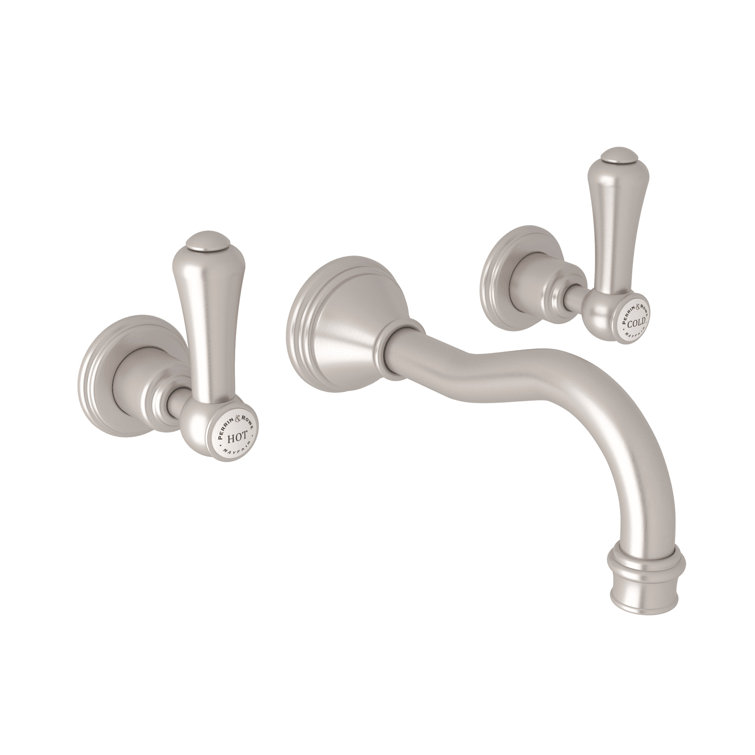Polished Nickel Brass Wall Mounted Widespread Faucet