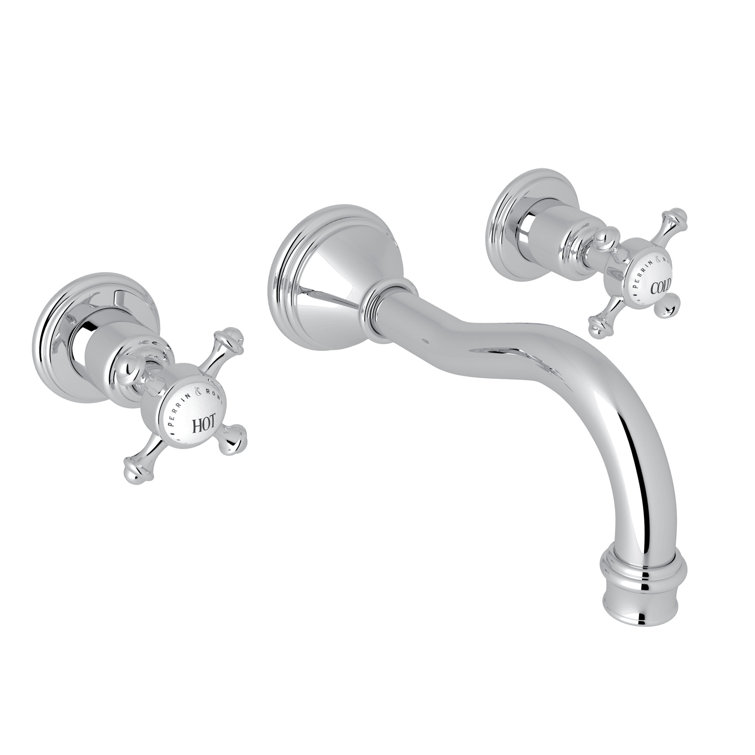 Georgian Classic 2-Handle Polished Nickel Brass Wall Mount Faucet