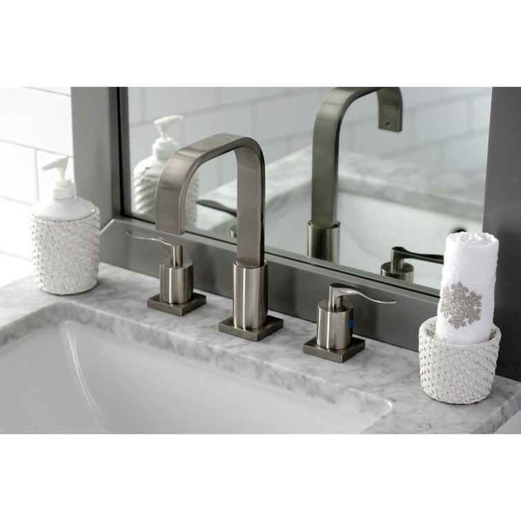 Serena Bold 9'' Modern Widespread Bathroom Faucet in Brushed Nickel