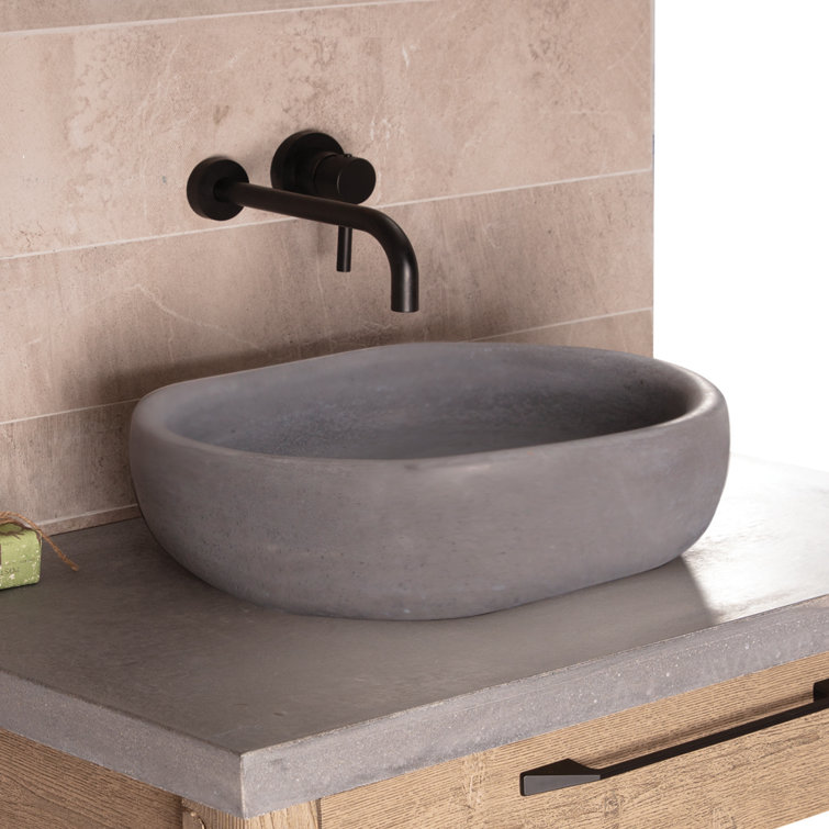 Terracotta Oval Concrete Above-Counter Bathroom Sink