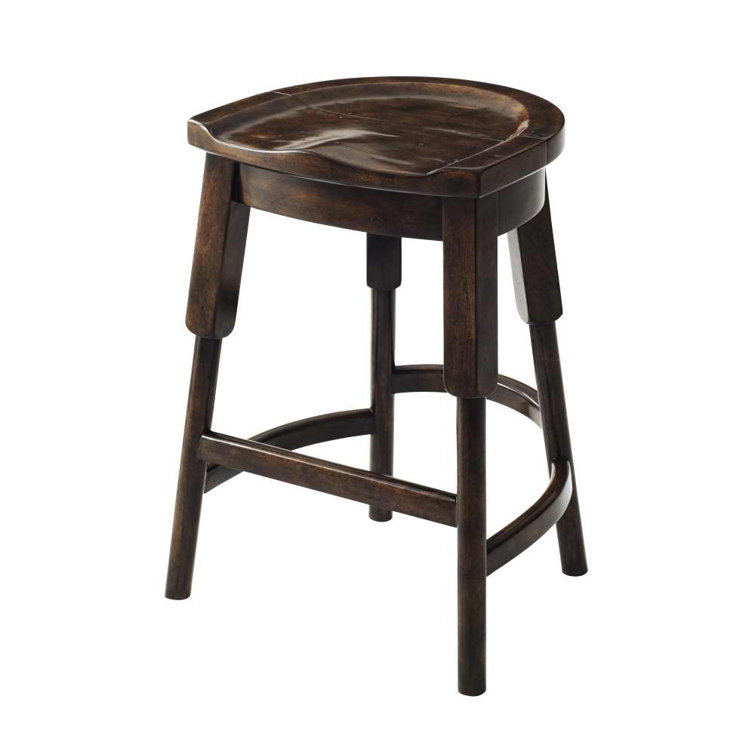 Byron Brown Solid Wood Saddle Counter Stool