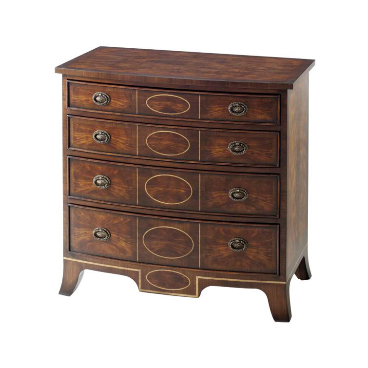 Mahogany and Walnut 4-Drawer Bowfront Nightstand