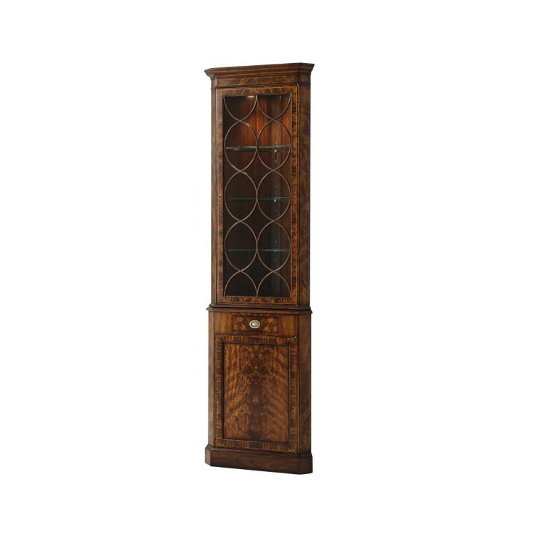 Georgian Mahogany Lighted Corner China Cabinet