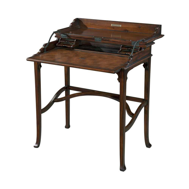 Brown Solid Wood Campaign Writing Desk
