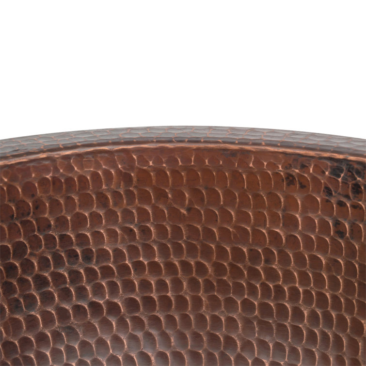 10" Round Hammered Copper Under Counter Bathroom Sink