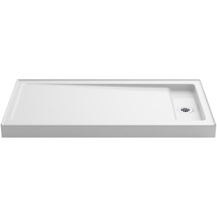 Bellwether White Enameled Cast Iron Shower Base with Right Drain