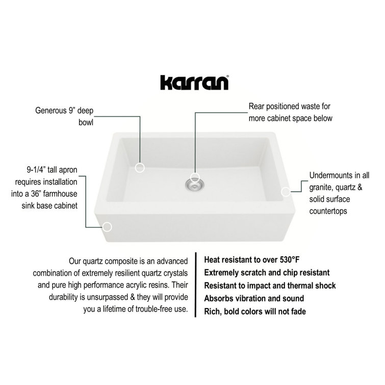 White Quartz Single Bowl Farmhouse Sink with Matte Black Faucet