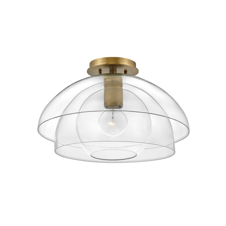 Heritage Brass and Clear Glass Semi-Flush Mount Light