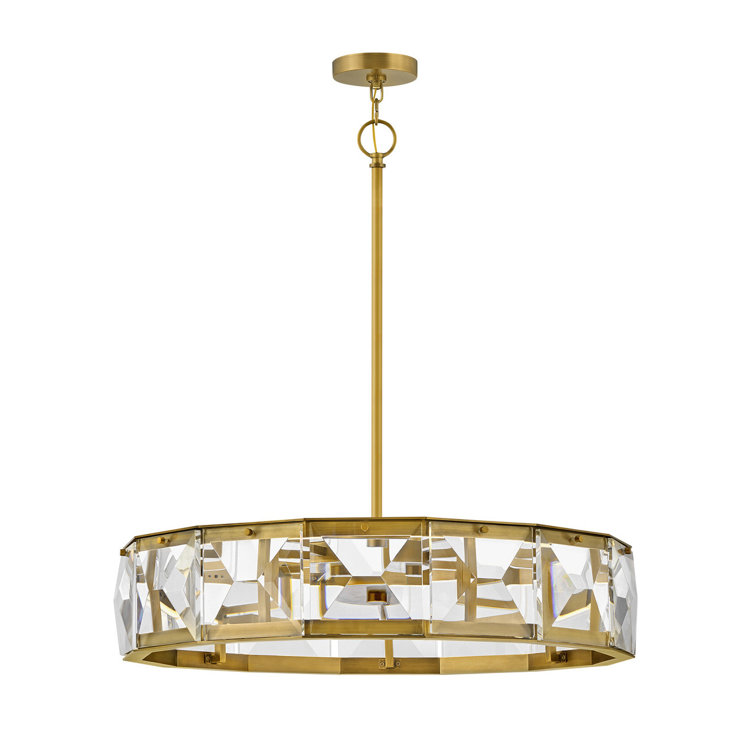 Heritage Brass LED Crystal Drum Chandelier with Dimmable Lights
