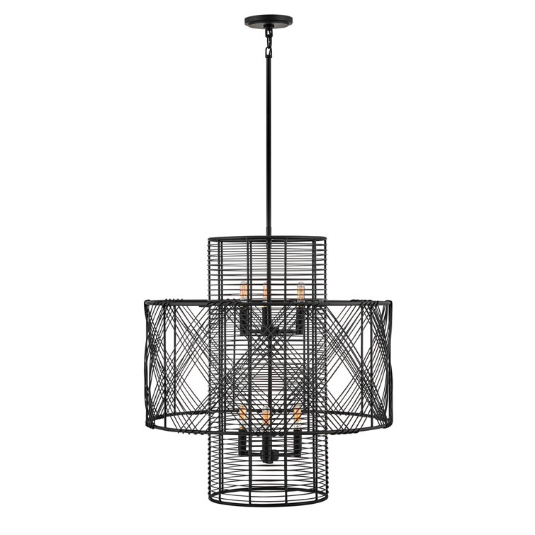 Nikko 6-Light Black Wire Cage Transitional Chandelier