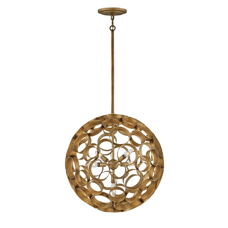 Centric Starburst 4-Light Globe Chandelier in Burnished Gold