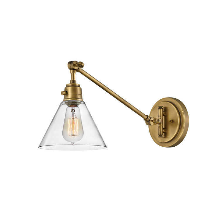Heritage Brass Adjustable Swing Arm Sconce with Clear Glass Shade