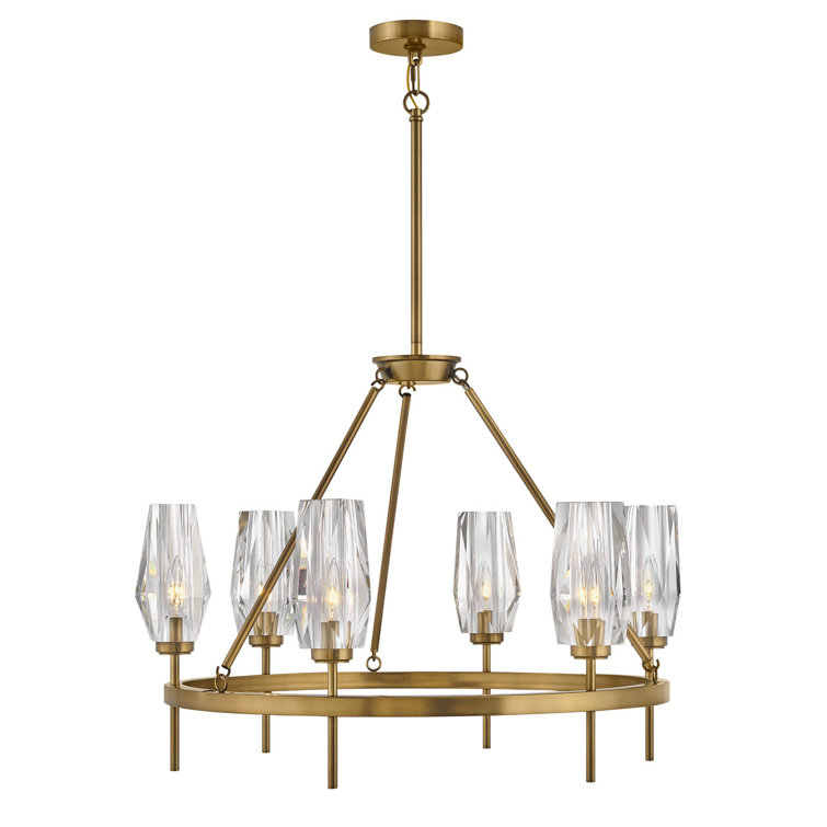 Heritage Brass 6-Light Crystal Chandelier with Faceted Shades