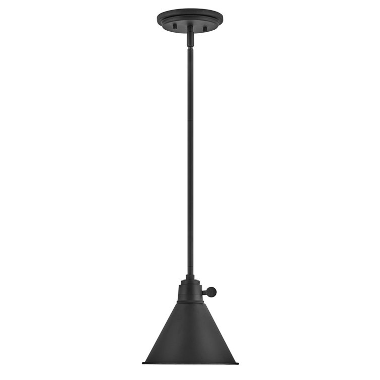 Black Glass LED Transitional Pendant Light, 7.75" Diameter
