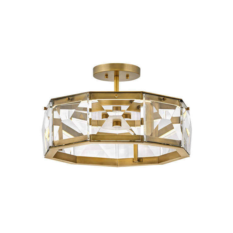 Heritage Brass LED Semi-Flush Mount with Faceted Crystal
