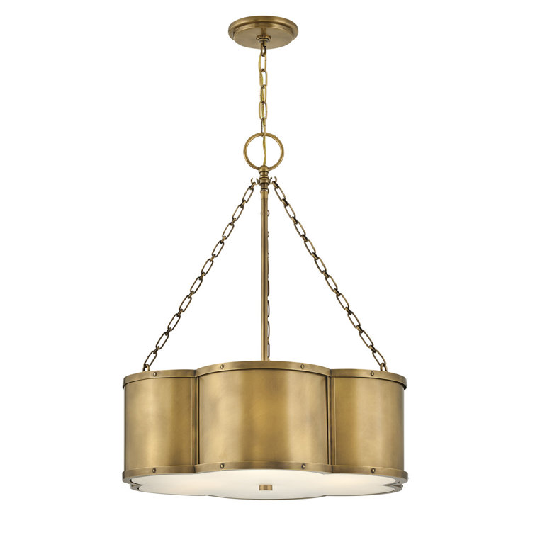 Heritage Brass 3-Light LED Drum Chandelier with Etched Glass