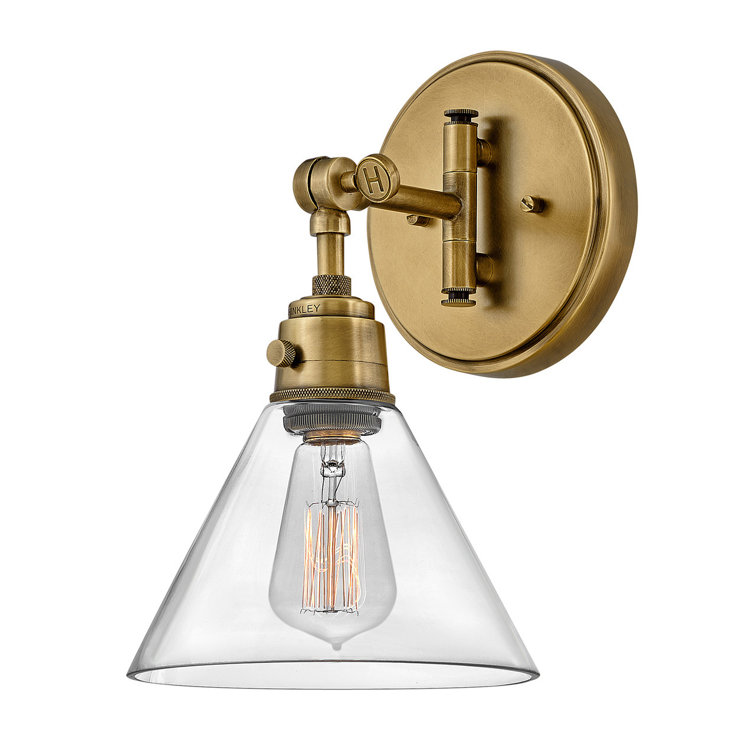 Heritage Brass and Clear Glass Adjustable Wall Sconce