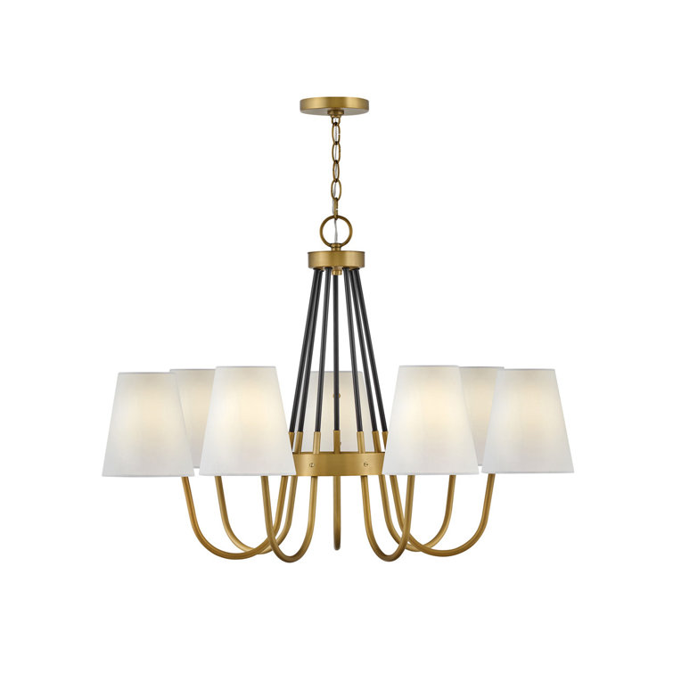 Aston Heritage Brass 7-Light Classic Chandelier with Off-White Shades