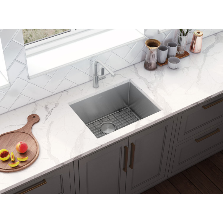 Ruvati Bar Prep Sink Narrow Trough Undermount 16 Gauge Stainless Steel Single Bowl
