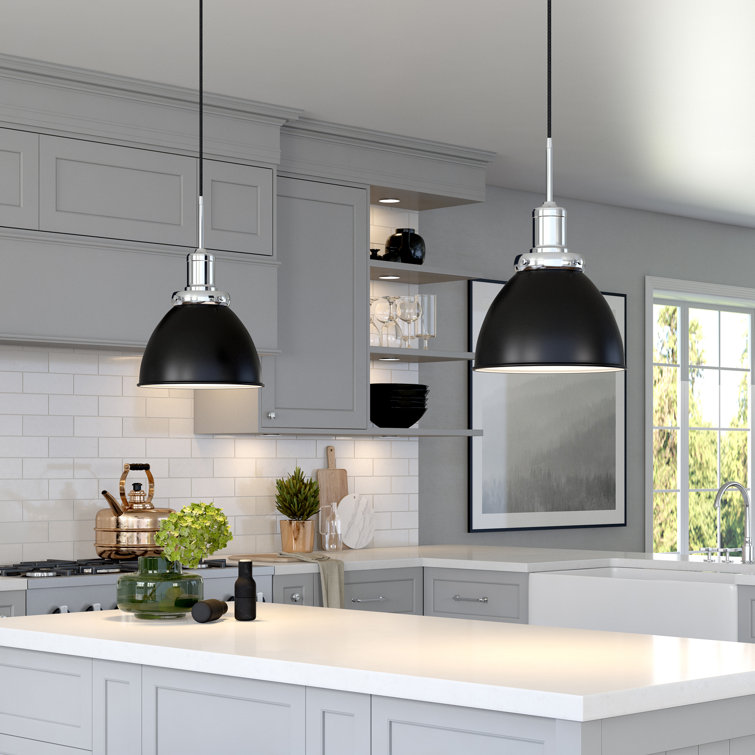 Madison Blackened Bronze and Polished Nickel Single Pendant Light