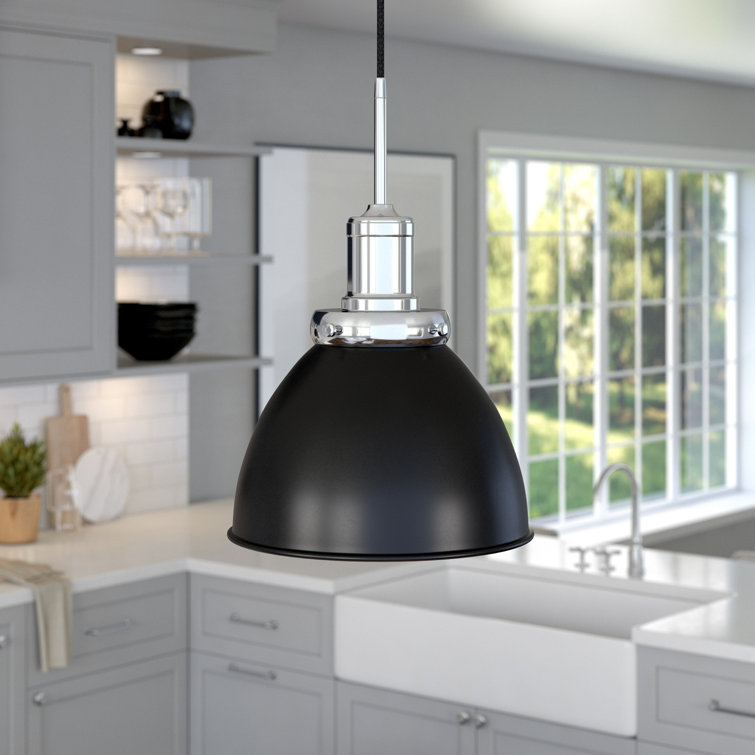 Madison Blackened Bronze and Polished Nickel Single Pendant Light