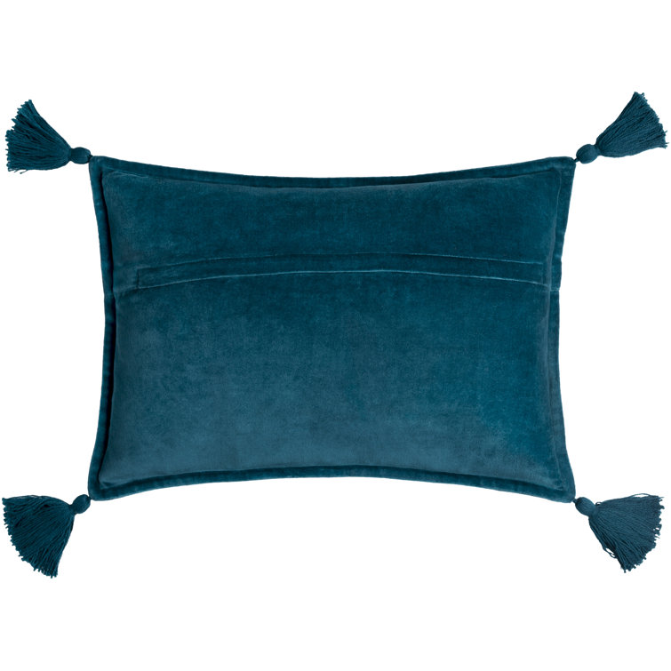 Grass Green Cotton Velvet Lumbar Pillow with Playful Tassels
