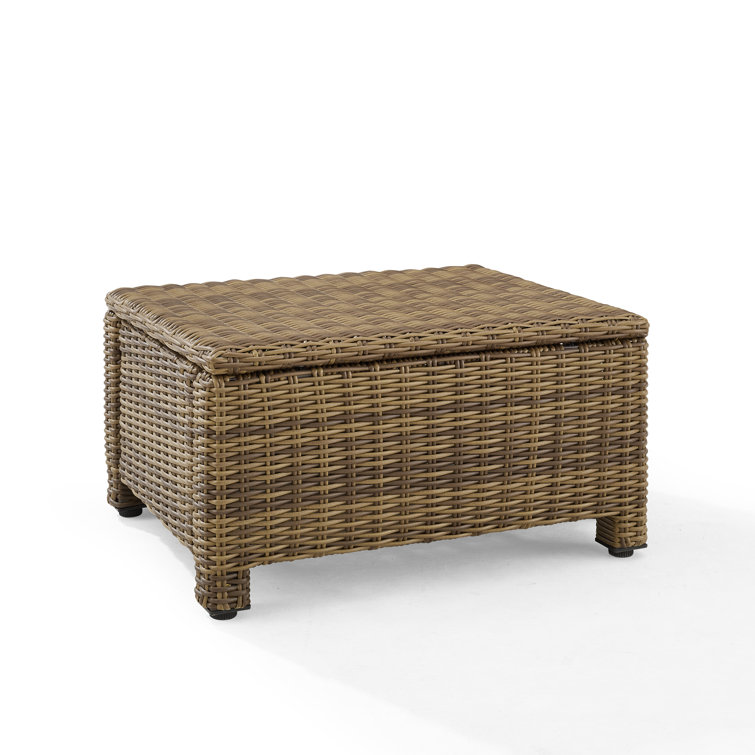 Bradenton Sangria Cushion Brown Wicker Outdoor Ottoman