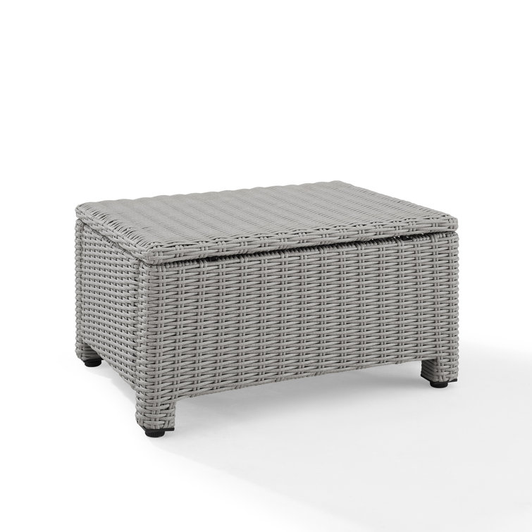 Bradenton Versatile Gray Wicker Outdoor Ottoman with Sunbrella Cushion