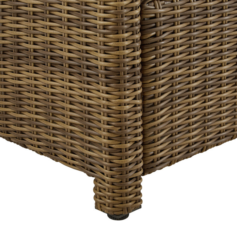 Bradenton Sangria Cushion Brown Wicker Outdoor Ottoman