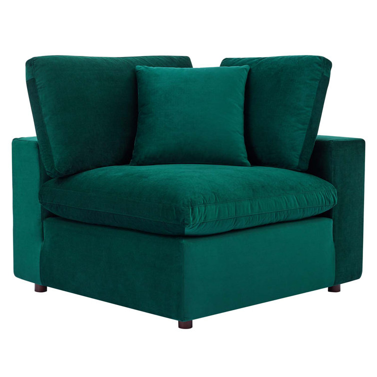 Luxurious Green Velvet 3-Seater Sofa with Down Fill Cushions