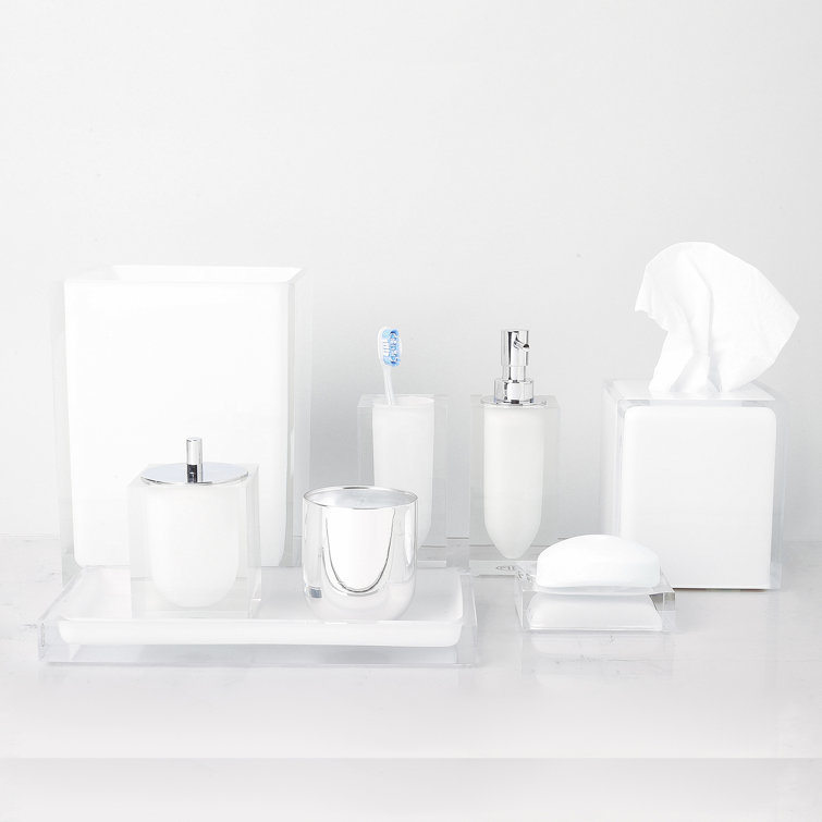 Frosted White Acrylic Hollywood Toothbrush Holder