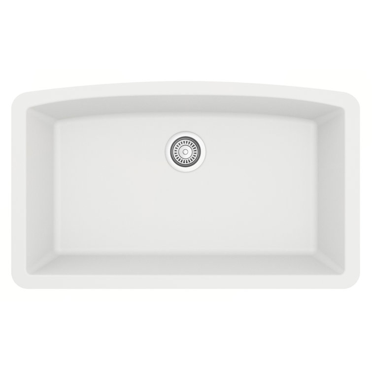 White Quartz Composite Undermount Single Bowl Kitchen Sink