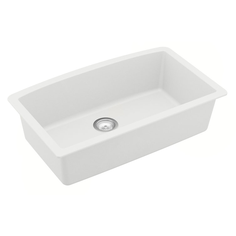 White Quartz Composite Undermount Single Bowl Kitchen Sink