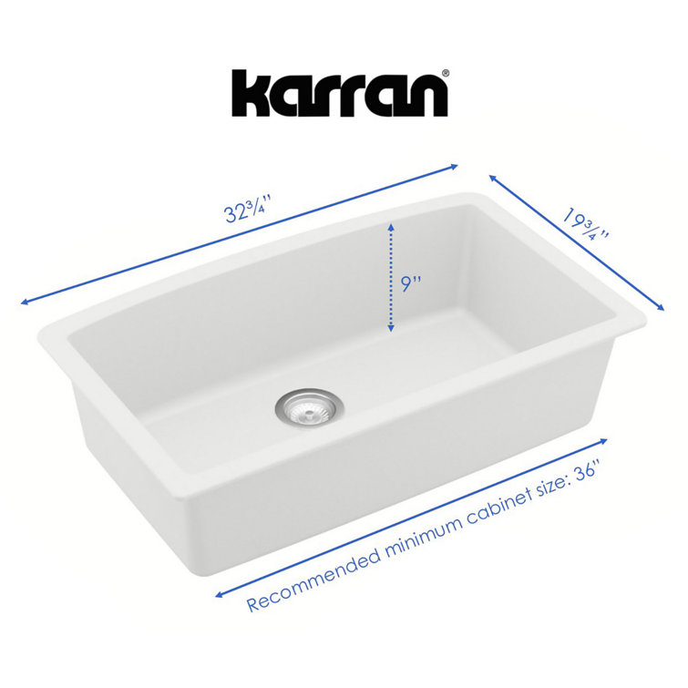 White Quartz Composite Undermount Single Bowl Kitchen Sink