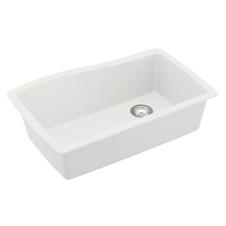 White Quartz Composite Single Bowl Undermount Kitchen Sink