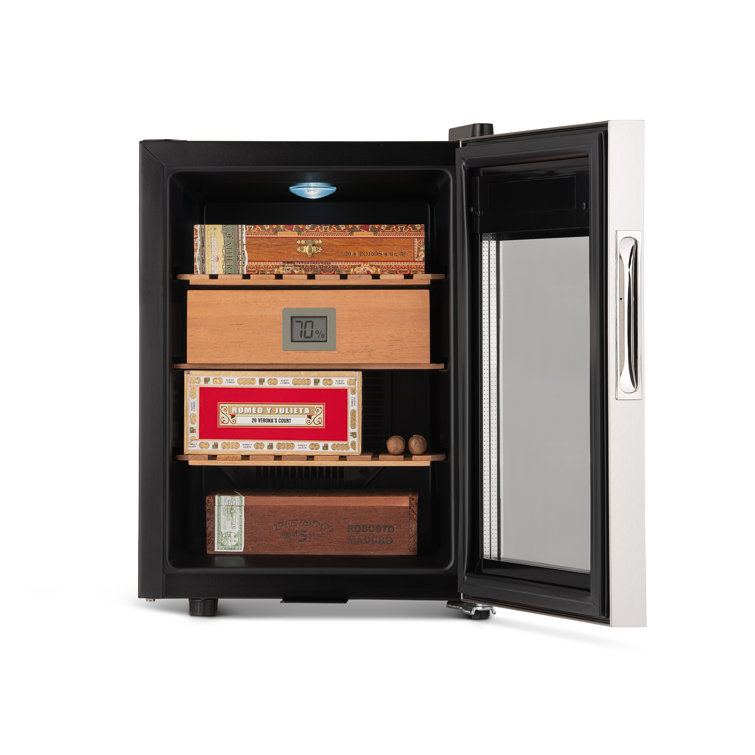Stainless Steel Electric Cigar Humidor with Spanish Cedar Shelves