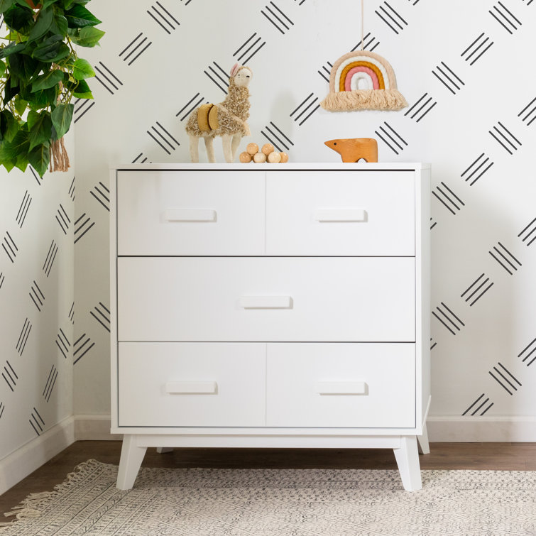 Mid-Century Modern Scoot 3-Drawer Dresser with Removable Changing Tray