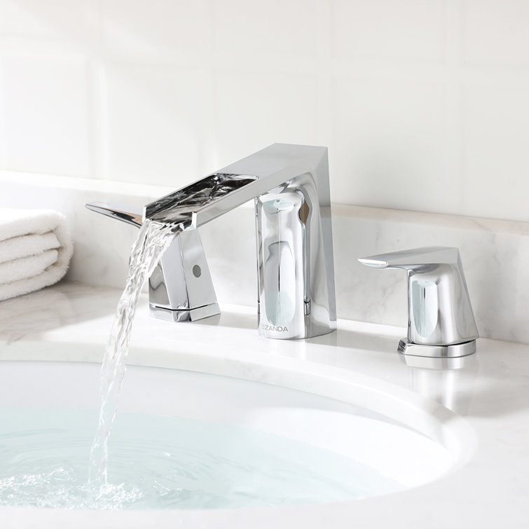 Polished Chrome Widespread 2-Handle Waterfall Bathroom Faucet