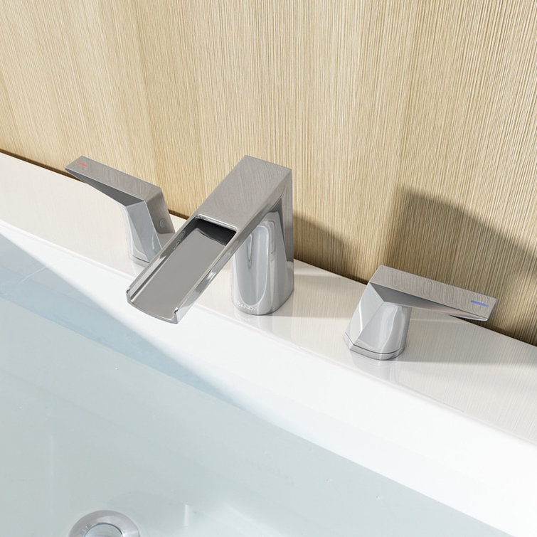 Polished Chrome Widespread 2-Handle Waterfall Bathroom Faucet
