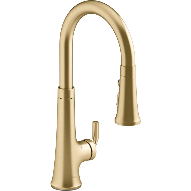 Vibrant Brushed Brass Touchless Pull-Down Kitchen Faucet