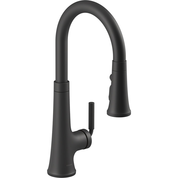 Matte Black Single Handle Pull Down Kitchen Faucet with Spray