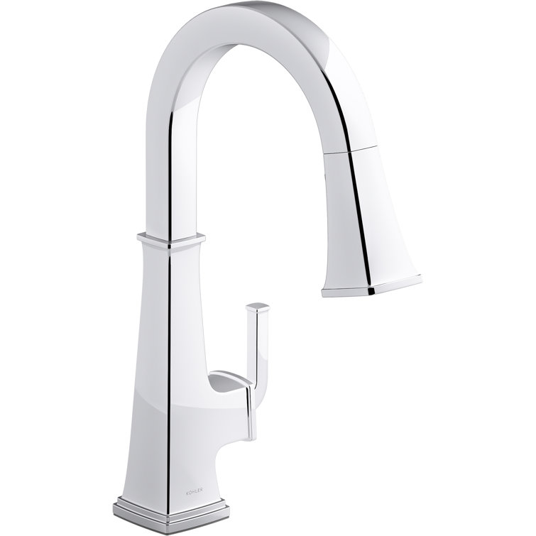 Polished Chrome Single-Handle Pull-Down Kitchen Faucet with Sprayhead