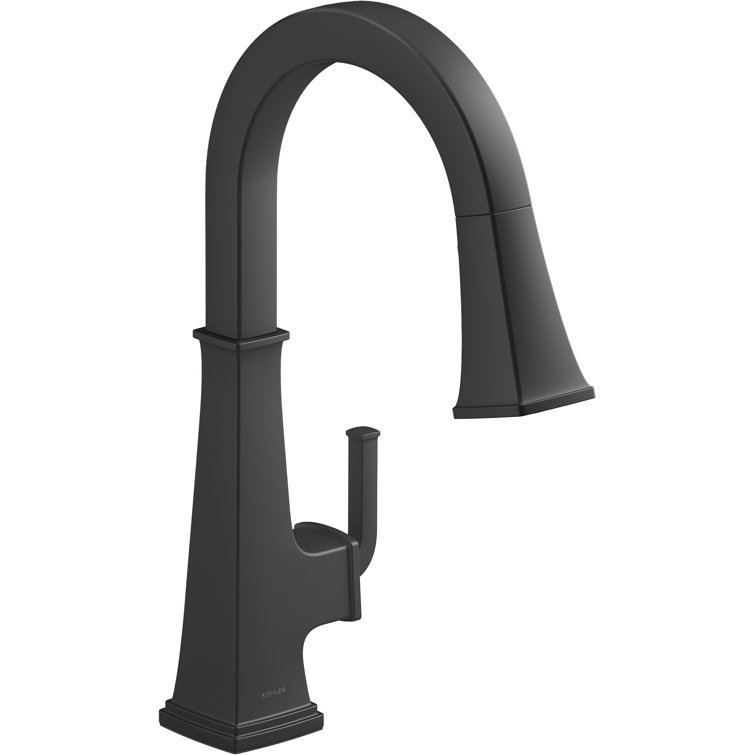 Matte Black Single-Handle Pull-Down Kitchen Faucet with Sprayhead