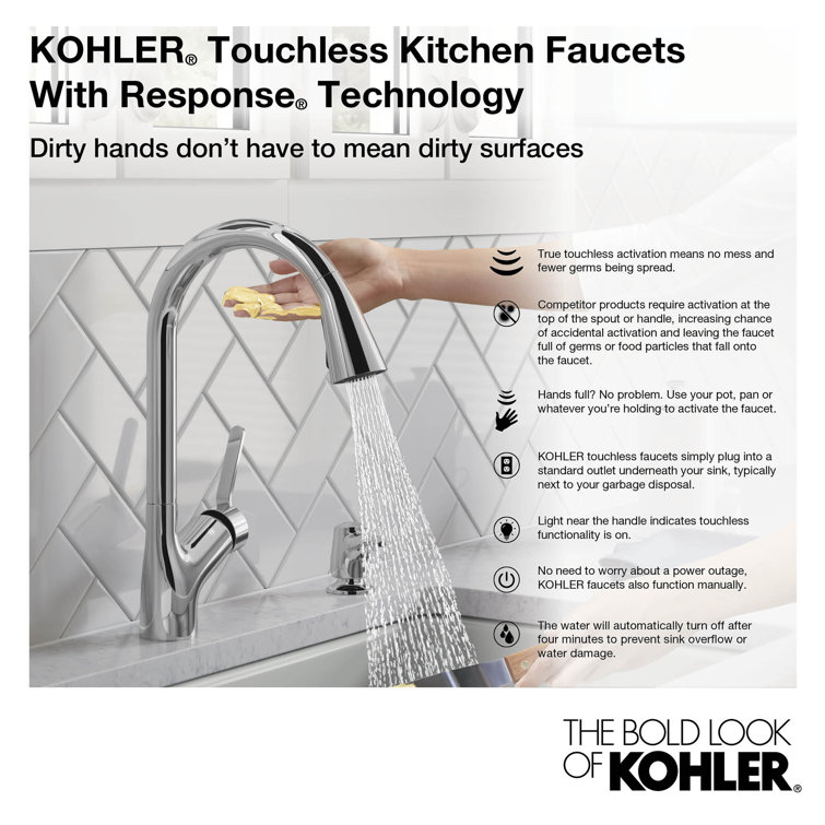 Polished Chrome Touchless Pull-Down Kitchen Faucet with Spray