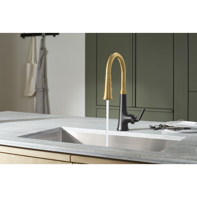 Vibrant Brushed Brass Touchless Pull-Down Kitchen Faucet