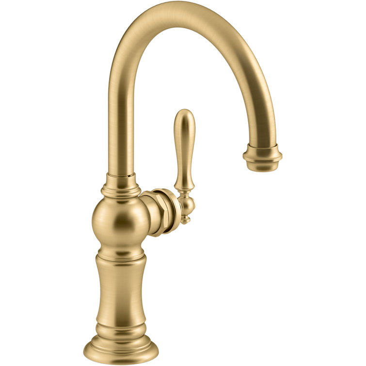 Vibrant Brushed Moderne Brass Single Handle Kitchen Faucet