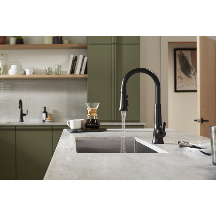 Vibrant Brushed Brass Touchless Pull-Down Kitchen Faucet