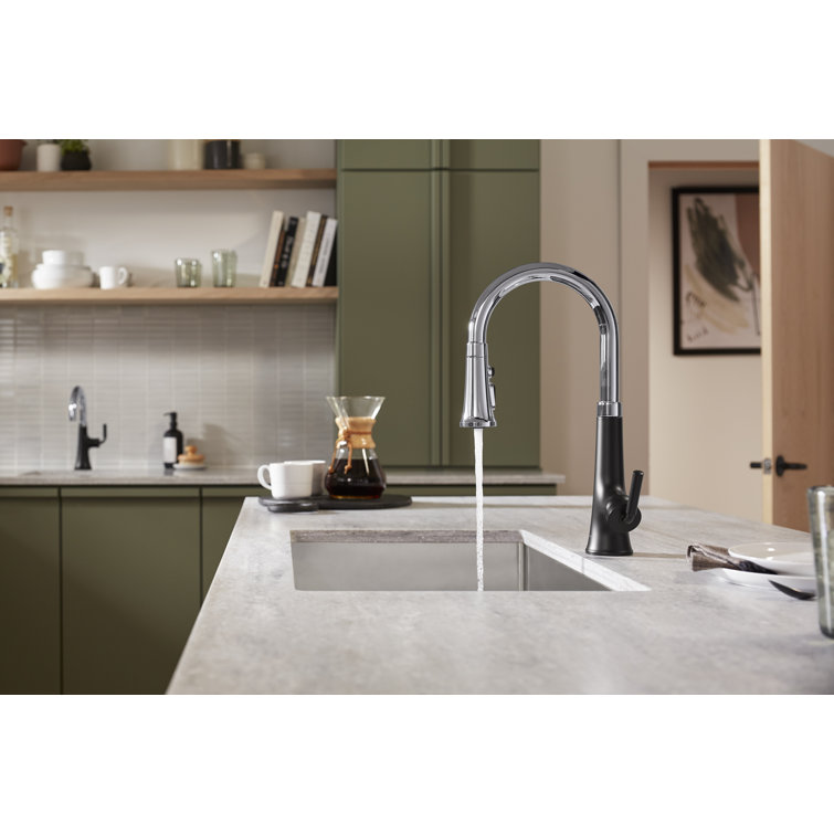 Vibrant Brushed Brass Touchless Pull-Down Kitchen Faucet