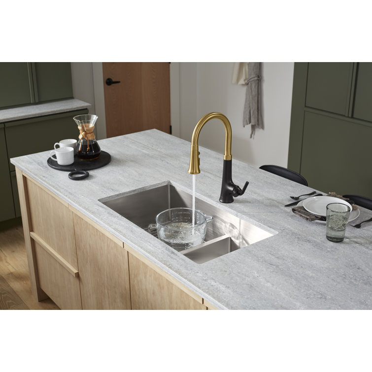 Vibrant Brushed Brass Touchless Pull-Down Kitchen Faucet