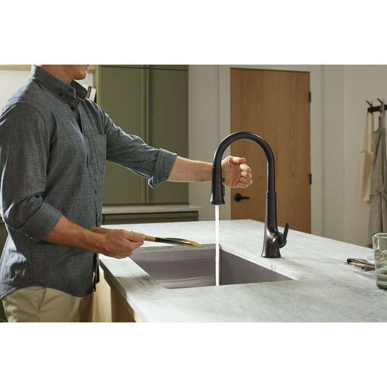Vibrant Brushed Brass Touchless Pull-Down Kitchen Faucet